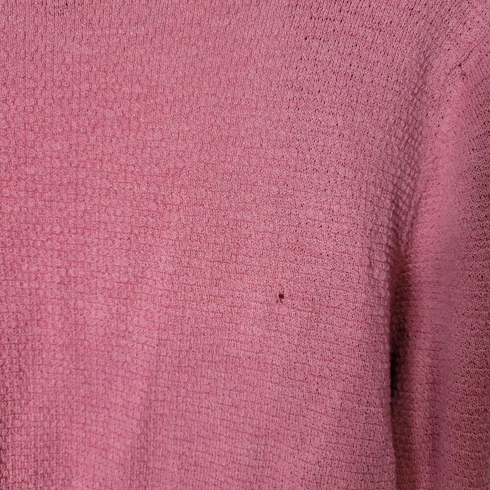 Eileen Fisher Size M 100% Wool Pink Open Front Cardigan Long Sleeves Flaw - Picture 6 of 6